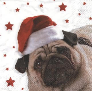 20 napkins - 33 x 33 cm MERRY CHRISTMAS SIR HENRY               ,  Christmas - Santa Claus,  Christmas - stars,  Animals - dogs,  Christmas,  lunchnapkins