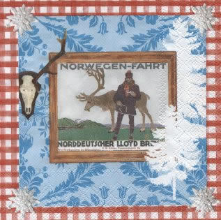 20 Servietten - 33 x 33 cm WINTER HOLIDAYS blue                    , Menschen - Personen,  Sonstiges - Schriften,  Tiere - Rentiere,  Regionen -  Sonstige,  Winter,  lunchservietten,  Norwegen