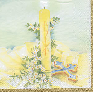 20 Servietten - 33 x 33 cm KOMMUNION cream                         ,  Weihnachten - Kerzen,  Ereignisse - Kommunion,  Everyday,  lunchservietten