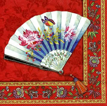 20 Servietten - 33 x 33 cm FAN red                                 ,  Regionen - Asien,  Everyday,  lunchservietten