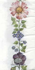 10 bedruckte Taschentücher FLORAL GARLAND white                    ,  Blumen,  Frühjahr,  bedruckte papiertaschentücher,  Vergissmeinnicht