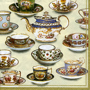 20 Servietten - 33 x 33 cm FIVE O CLOCK TEA cream                  ,  Getränke -  Sonstige,  Getränke Kaffee / Tee,  Everyday,  lunchservietten