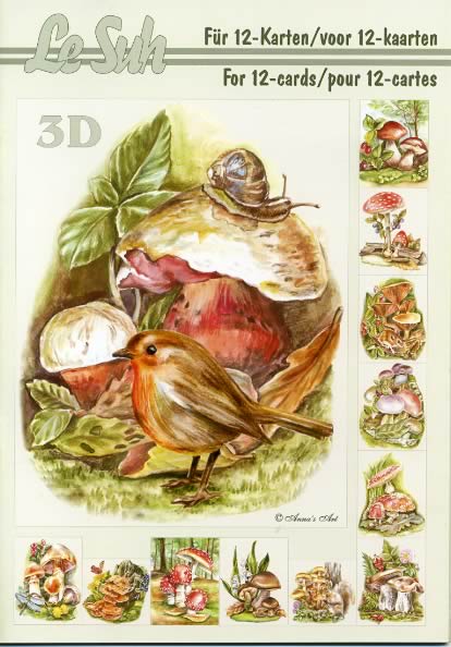3D Bogen Buch Pilze - Format A5,  Herbst,  Früchte - Pilze,  Le Suh,  Herbst,  3D Bogen,  Pilze,  Blumen,  Laub,  Vögel