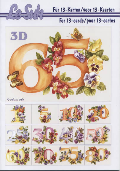 3D Bogen Buch  - Format A5,  Le Suh,  Blumen - Stiefmütterchen,  Ereignisse - Geburtstag,  3D Bogen,  3D-Buch,  Jubiläum,  Geburtstag,  Hochzeit