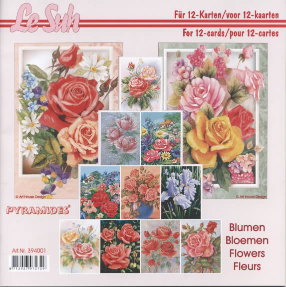 3D Bogen Buch Pyramides 12 Karten - 21 x 21 cm,  Blumen -  Sonstige,  Blumen - Rosen,  Blumen,  Sommer,  3D Bogen,  Pyramides,  Sträuße,  Fresien,  Rosen