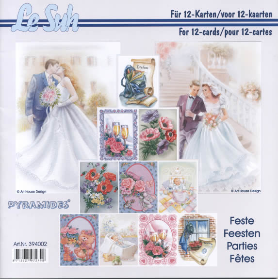 3D Bogen Buch Pyramides - 21 x 21 cm,  Ereignisse - Geburt,  Ereignisse -  Sonstige,  Ereignisse - Hochzeit,  3D Bogen,  Pyramides,  Brautpaar,  Baby in der Wiege,  Bär mit Blumenstrauß