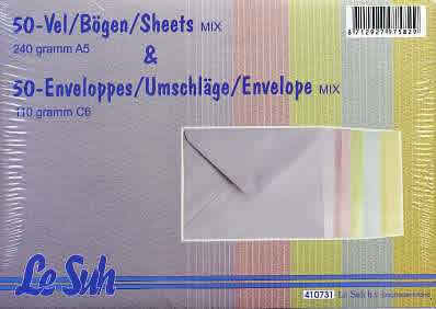 50 Bögen + 50 Briefumschläge  - C6,  Papier,  Karton,  Briefumschläge