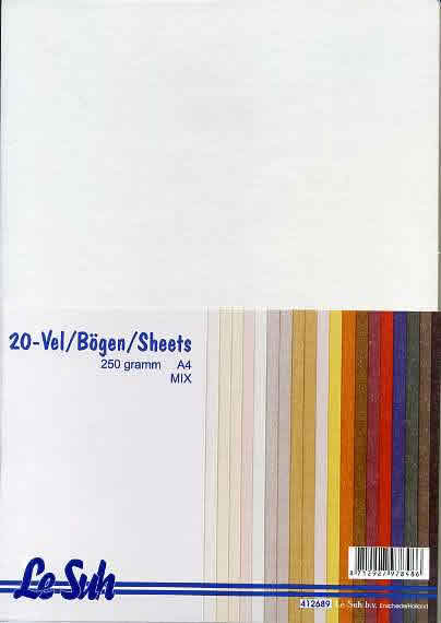 20 Bogen Perlmutpapier- Format DIN A4 - 250 g  - mix,  Papier,  Karton