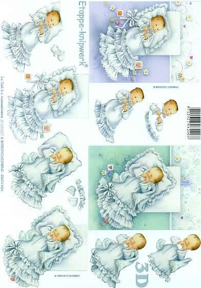 3D Bogen Baby`s im Taufkleid - Format A4, Menschen - Babys,  Ereignisse - Feier,  Ereignisse -  Sonstige,  Le Suh,  3D Bogen,  Baby`s im Taufkleid,  Taufe