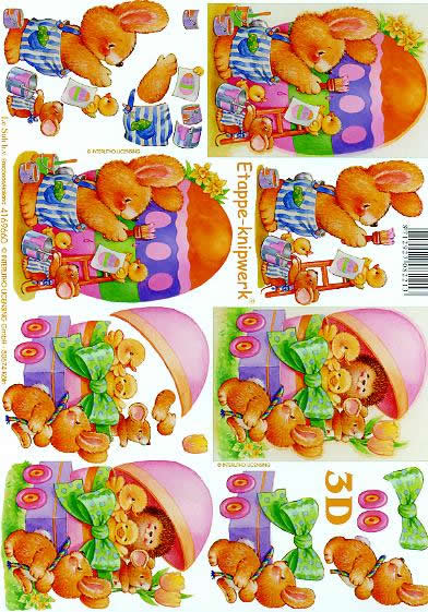 3D Bogen Osterhase und Kücken - Format A4, Ostern - Ostereier,  Blumen -  Sonstige,  Le Suh,  Ostern,  3D Bogen,  Igel,  Tulpen,  Osterglocken,  Narzissen,  Entenkücken