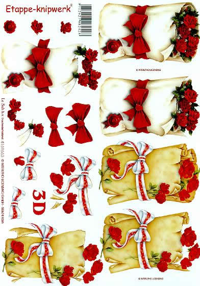3D Bogen Rose in Pergament - Format A4, Ereignisse -  Sonstige,  Blumen - Rosen,  Blumen -  Sonstige,  Le Suh,  Sommer,  3D Bogen,  Rose in Pergament