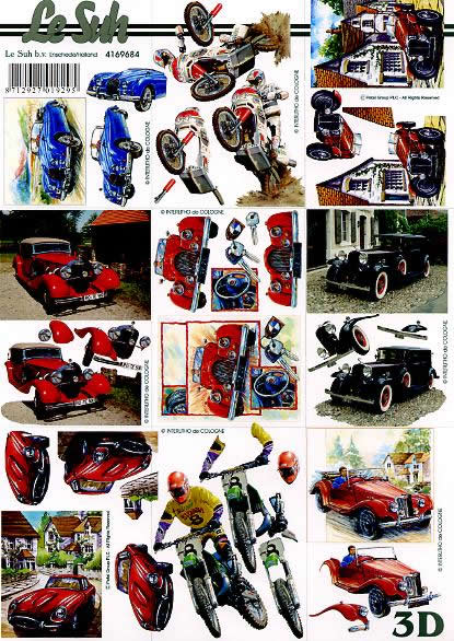 3D Bogen kleine PKW`s - Format A4,  Fahrzeuge - Moped / Motorrad,  Fahrzeuge - Autos,  Le Suh,  3D Bogen,  kleine PKW`s