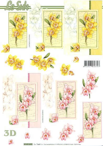 3D Bogen Frühlingsblumen - Format A4,  Blumen - Orchideen,  Blumen -  Sonstige,  Le Suh,  Frühjahr,  3D Bogen,  Frühlingsblumen,  Narzissen