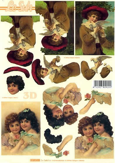 3D Bogen Victorians - Format A4, Tiere - Vögel,  Menschen - Kinder,  Blumen - Rosen,  Le Suh,  3D Bogen,  Victorians
