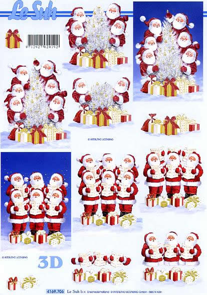 3D Bogen Weihnachtsmännchen - Format A4, Weihnachten - Geschenke,  Weihnachten - Weihnachtsbaum,  Weihnachten - Weihnachtsmann,  Le Suh,  Weihnachten,  3D Bogen,  Weihnachtsmännchen singend im schnee