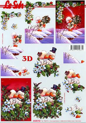 3D Bogen  - Format A4, Sonstiges - Comic / Ulk,  Blumen - Christrosen,  Winter - Schnee,  Le Suh,  Winter,  3D Bogen,  Enten