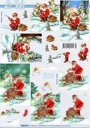 3D Bogen Weihnachtsmann angelt - Format A4, Weihnachten - Weihnachtsmann,  Weihnachten - Geschenke,  Winter - Schnee,  Le Suh,  Weihnachten,  3D Bogen,  Weihnachtsmann angelt