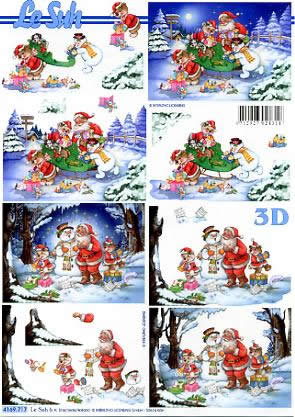 3D Bogen Weihnachtsmann - Format A4, Winter - Schlitten,  Weihnachten - Weihnachtsmann,  Winter - Schneemänner,  Le Suh,  Weihnachten,  3D Bogen,  Weihnachtsbärchen,  Geschenke
