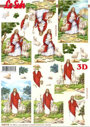 3D Bogen Religie - Format A4, Regionen - Wald / Wiesen,  Menschen - Personen,  Tiere - Schafe,  Le Suh,  3D Bogen,  Religie,  Hirte