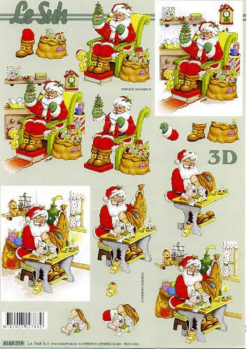 3D Bogen  - Format A4,  Weihnachten - Weihnachtsmann,  Le Suh,  Weihnachten,  3D Bogen