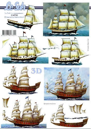 3D Bogen Segelschiffe - Format A4,  Regionen - Strand / Meer - Schiffe,  Le Suh,  Frühjahr,  3D Bogen,  Segelschiffe