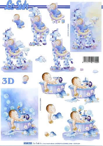 3D Bogen Babys baden - Format A4, Ereignisse - Geburt,  Menschen - Babys,  Ereignisse - Geburtstag,  Le Suh,  3D Bogen,  Babys baden,  Spielzeug