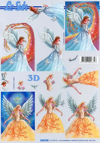 3D Bogen Engel - Format A4, Weihnachten - Engel,  feen,  Blumen -  Sonstige,  Le Suh,  3D Bogen,  Tauben,  Rosen,  Engel,  Feen