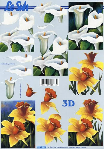 3D Bogen Aronstab und Narzissen - Format A4,  Ereignisse -  Sonstige,  Le Suh,  Frühjahr,  3D Bogen,  Aronstab und Narzissen
