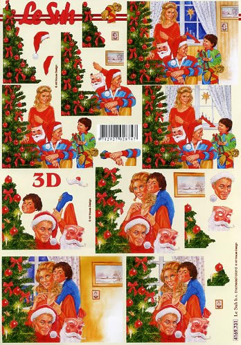 3D Bogen Weihnachten mit Familie - Format A4, Menschen - Personen,  Menschen - Kinder,  Weihnachten - Weihnachtsbaum,  Le Suh,  Weihnachten,  3D Bogen,  Weihnachten mit Familie