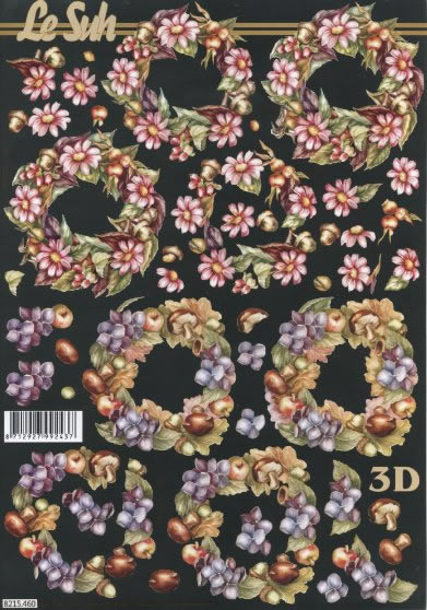 3D Bogen  - Format A4,  Blumen,  Früchte - Pilze,  Le Suh,  Herbst,  3D Bogen