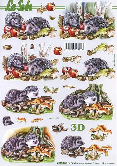 3D Bogen Igel - Format A4, Igel,  Früchte - Pilze,  Herbst - Blätter / Laub,  Le Suh,  Herbst,  3D Bogen,  Igel,  Äpfel,  Kastanien