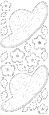 1 Stickers zum sticken - 10 x 23 cm 3189 - Hut - gold, Farbe - gold,  Motiv - Blumen,  Art - Stickers zum sticken,  Jahreszeit - Everyday,  3189 - Hut