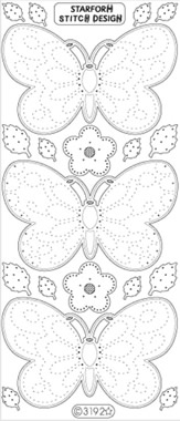 1 Stickers zum sticken - 10 x 23 cm 3192 - Schmetterling - silber, Motiv - Tiere,  Art - Stickers zum sticken,  Farbe - silber,  Jahreszeit - Frühjahr,  3192 - Schmetterling