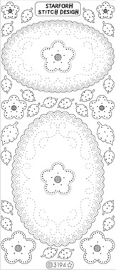 1 Stickers zum sticken - 10 x 23 cm 3194 - oval - silber,  Art - Stickers zum sticken,  Farbe - silber,  Jahreszeit - Everyday,  3194 -  Oval