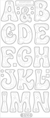 1 Stickers zum sticken - 10 x 23 cm 3210 - Buchstaben A - N - gold, Schriften - Buchstaben,  Art - Stickers zum sticken,  Farbe - gold,  Jahreszeit - Everyday,  3210 - Buchstaben A - N