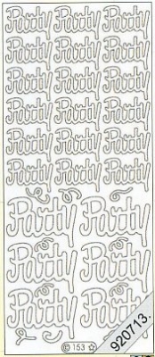 1 Stickers - 10 x 23 cm Party - silber,  Schriften - englisch,  Farbe - silber,  Art - Stickers normal