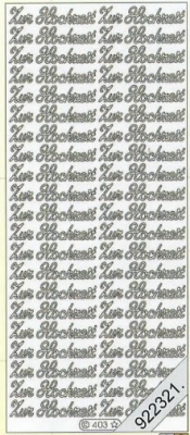 1 Stickers - 10 x 23 cm 0403 - zur Hochzeit - gold, Ereignisse - Hochzeit,  Farbe - gold,  Art - Stickers normal,  Jahreszeit - Everyday,  0403 - zur Hochzeit,  Schriften,  Herzen