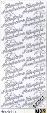 1 Stickers - 10 x 23 cm Herzliche Anteilnahme - silber, Ereignisse - Trauer,  Farbe - silber,  Art - Stickers normal,  Jahreszeit - Everyday,  Herzliche Anteilnahme,  Schriften,  Blumen