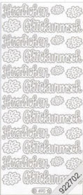 1 Stickers - 10 x 23 cm Herzlichen Glückwunsch - gold, Schriften - deutsch,  Farbe - gold,  Art - Stickers normal