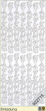 1 Stickers - 10 x 23 cm Einladung - silber, Schriften - deutsch,  Farbe - silber,  Art - Stickers normal,  Jahreszeit - Everyday,  Einladung