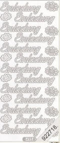 1 Stickers - 10 x 23 cm Einladung - silber, Schriften - deutsch,  Farbe - silber,  Art - Stickers normal