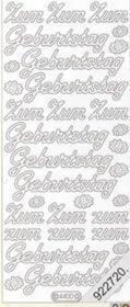 1 Stickers - 10 x 23 cm Zum Geburtstag - silber, Schriften - deutsch,  Farbe - silber,  Art - Stickers normal