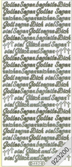 1 Stickers - 10 x 23 cm Gottes Segen begleite Dich - gold, Schriften - deutsch,  Farbe - gold,  Art - Stickers normal