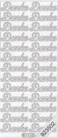 1 Stickers - 10 x 23 cm Danke - gold, Schriften - deutsch,  Farbe - gold,  Art - Stickers normal