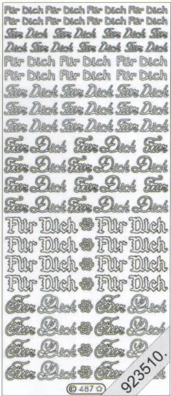 1 Stickers - 10 x 23 cm Für Dich - silber, Schriften - deutsch,  Farbe - silber,  Art - Stickers normal
