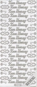 1 Stickers - 10 x 23 cm Zum Umzug - silber, Schriften - deutsch,  Farbe - silber,  Art - Stickers normal