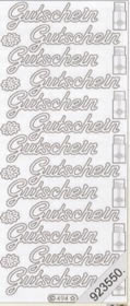 1 Stickers - 10 x 23 cm Gutschein - gold,  Schriften - deutsch,  Farbe - gold,  Art - Stickers normal