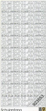 1 Stickers - 10 x 23 cm 0448 - Schulanfang - gold, Schriften - deutsch,  Farbe - gold,  Art - Stickers normal,  Jahreszeit - Everyday,  0448 - Schulanfang