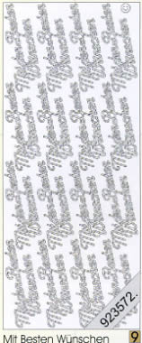 1 Stickers - 10 x 23 cm Mit besten Wünschen - gold, Schriften - deutsch,  Farbe - gold,  Art - Stickers normal,  Jahreszeit - Everyday,  Mit besten Wünschen