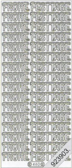 1 Stickers - 10 x 23 cm Frohe Festtage - silber, Schriften - deutsch,  Farbe - silber,  Art - Stickers normal